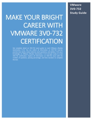 Make Your Bright Career with VMware 3V0-732 Certification