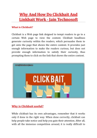 Why And How Do Clickbait And Linkbait Work - Jain Technosoft