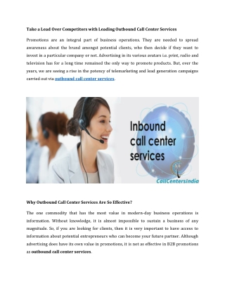 The Prime Destination for Worry-Less Inbound Call Center Services