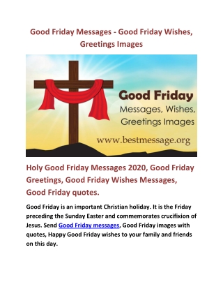 Good Friday Messages 2020, Good Friday Wishes, Greetings Images, Whatsapp Status