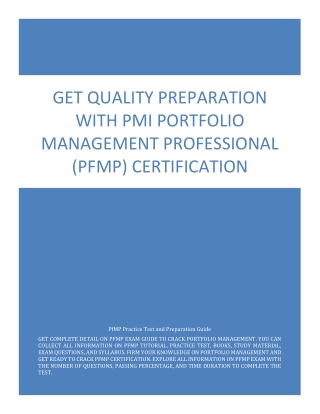 Get Quality Preparation with PMI Portfolio Management Professional (PfMP) Certification