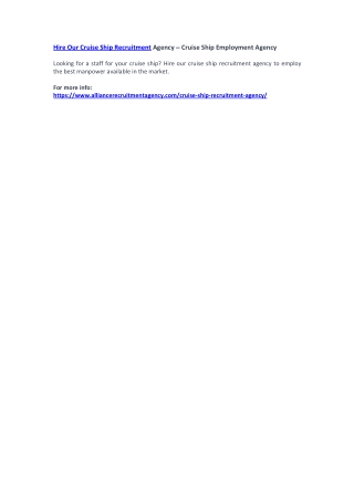 Hire Our Cruise Ship Recruitment Agency – Cruise Ship Employment Agency
