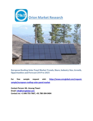 European Rooftop Solar Panel Market Trends, Share, Industry Size, Growth, Opportunities and Forecast 2019 to 2025