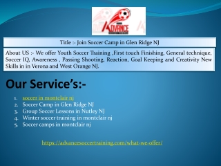 Join Soccer Camp in Glen Ridge NJ