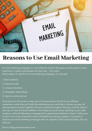 Reasons to Use Email Marketing