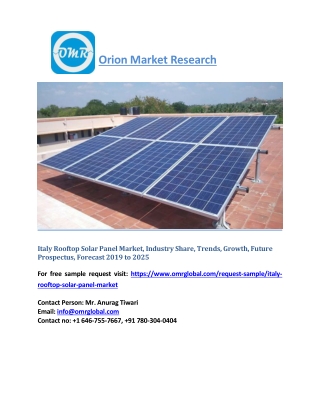Italy Rooftop Solar Panel Market Growth, Size, Opportunity, Share and Forecast 2019-2025