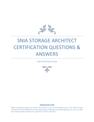 SNIA S10-310 Storage Architect Certification Questions & Answers