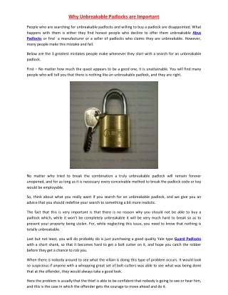 Why Unbreakable Padlocks are Important