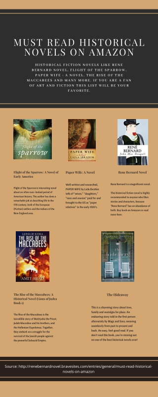 Infographic on Historical Fiction Novels|5 Novels on Amazon