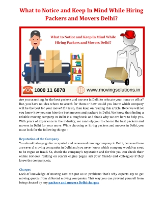 What to Notice and Keep In Mind While Hiring Packers and Movers Delhi?