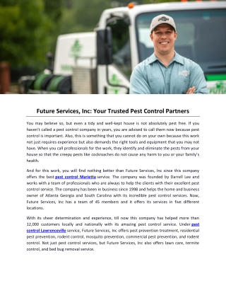 Future Services, Inc: Your Trusted Pest Control Partners