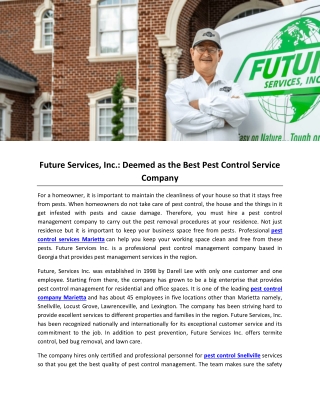 Future Services, Inc.: Deemed as the Best Pest Control Service Company