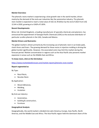 Phenolic Resin Market Size and Growth Analysis Report 2020