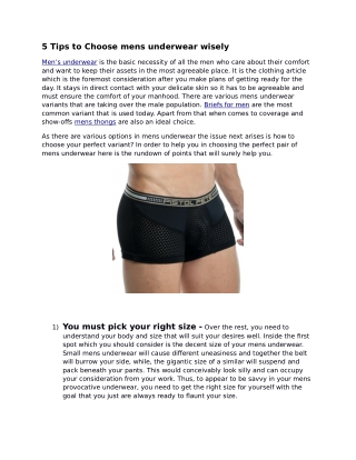 5 Tips to Choose mens underwear wisely