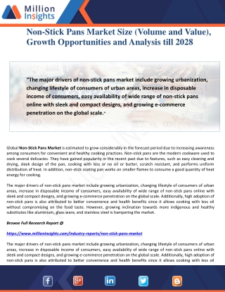 Non-Stick Pans Market Size (Volume and Value), Growth Opportunities and Analysis till 2028