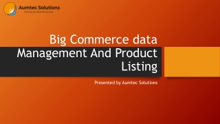 BigCommerce Data Management and Product Listing Services