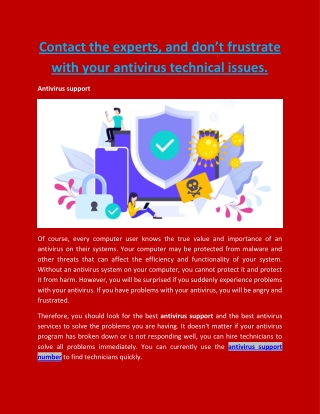 Contact the experts, and don’t frustrate with your antivirus technical issues.
