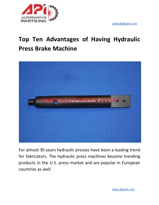Top Ten Advantages of Having Hydraulic Press Brake Machine