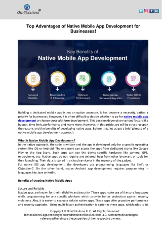 Top Advantages of Native Mobile App Development for Businesses!