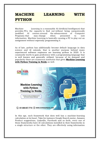 MACHINE LEARNING WITH PYTHON