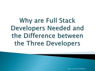 Why are Full Stack Developers Needed and The Difference Between Three Developers?
