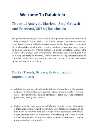 Thermal Analysis Market | Size, Growth and Forecast, 2026 | Dataintelo