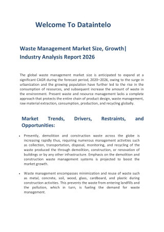 Waste Management Market Size, Growth| Industry Analysis Report 2026