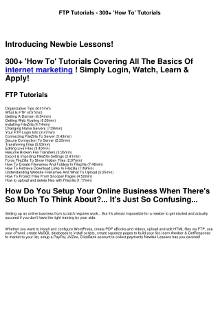 FTP Tutorials - 300  'How To' Tutorials