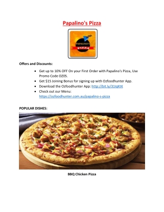 10% Off - Papalino’s pizza Menu - Pizza delivery and takeaway chapel st Windsor,VIC