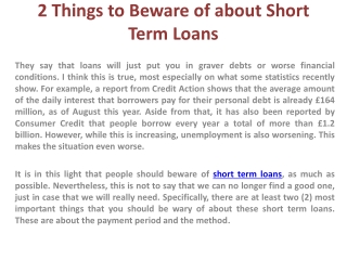 short term loans