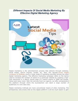 Different Impacts Of Social Media Marketing By Effective Digital Marketing Agency