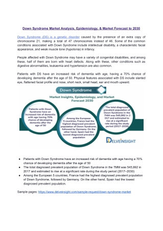 Down Syndrome Market Analysis, Epidemiology, & Market Forecast to 2030