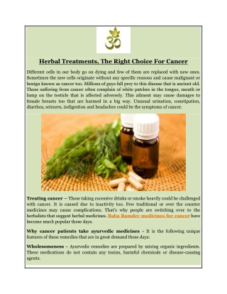Herbal Treatments, The Right Choice For Cancer