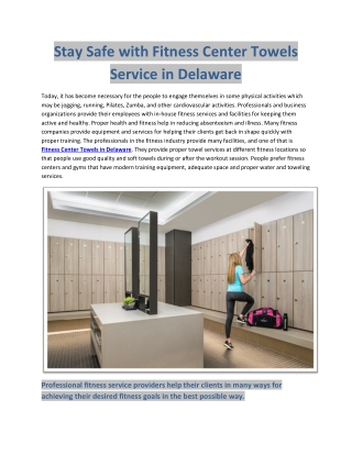 Stay Safe with Fitness Center Towels Service in Delaware