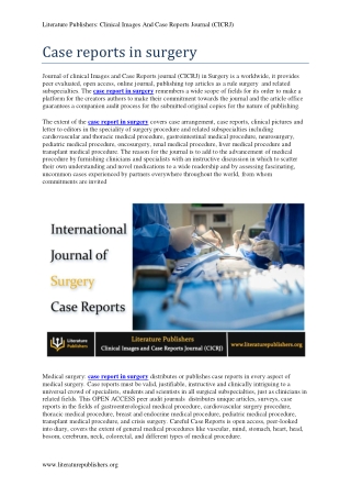 Case reports in surgery