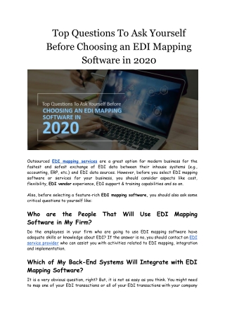 Top Questions To Ask Yourself Before Choosing an EDI Mapping Software in 2020