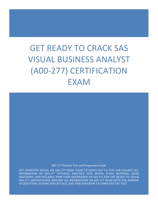 Get Ready to Crack SAS Visual Business Analyst (A00-277) Certification Exam