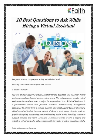 10 Best Questions to Ask While Hiring a Virtual Assistant