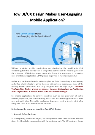 How UI/UX Design Makes User-Engaging Mobile Application?