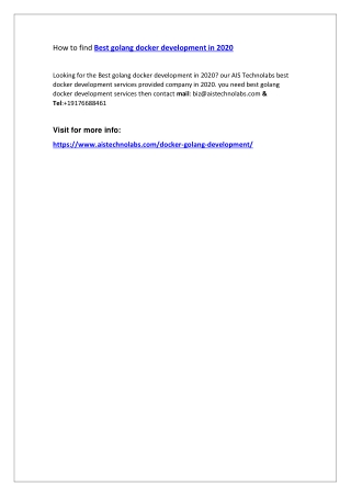 How to find Best golang docker development in 2020
