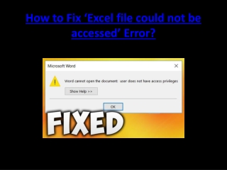 How to Fix ‘Excel file could not be accessed’ Error?