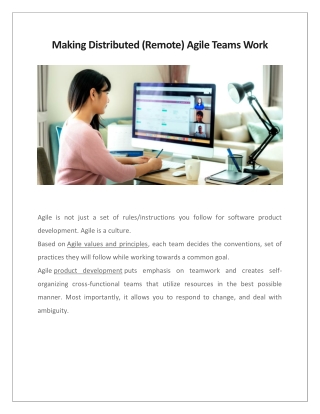 Making Distributed (Remote) Agile Teams Work