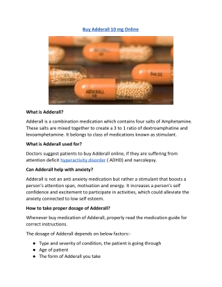 Buy Adderall 10 mg Online | healthrxtoday