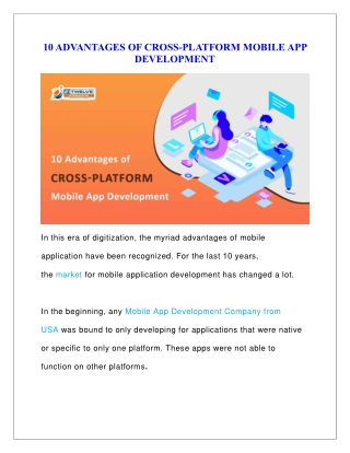 10 Advantages of Cross-Platform Mobile App Development in 2020