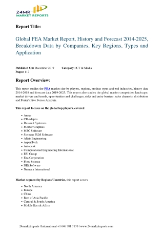 FEA Market Report, History and Forecast 2014-2025