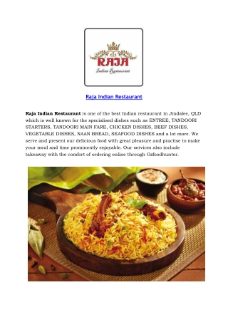 5% Off - Raja Indian Restaurant - Indian takeaway jindalee, Qld