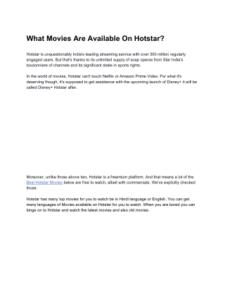 What Movies Are Available On Hotstar?