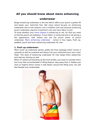 All you should know about mens enhancing underwear