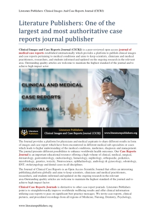 Clinical Images and Case Reports Journal