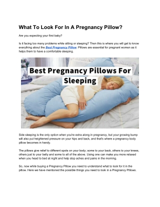 What To Look For In A Pregnancy Pillow?